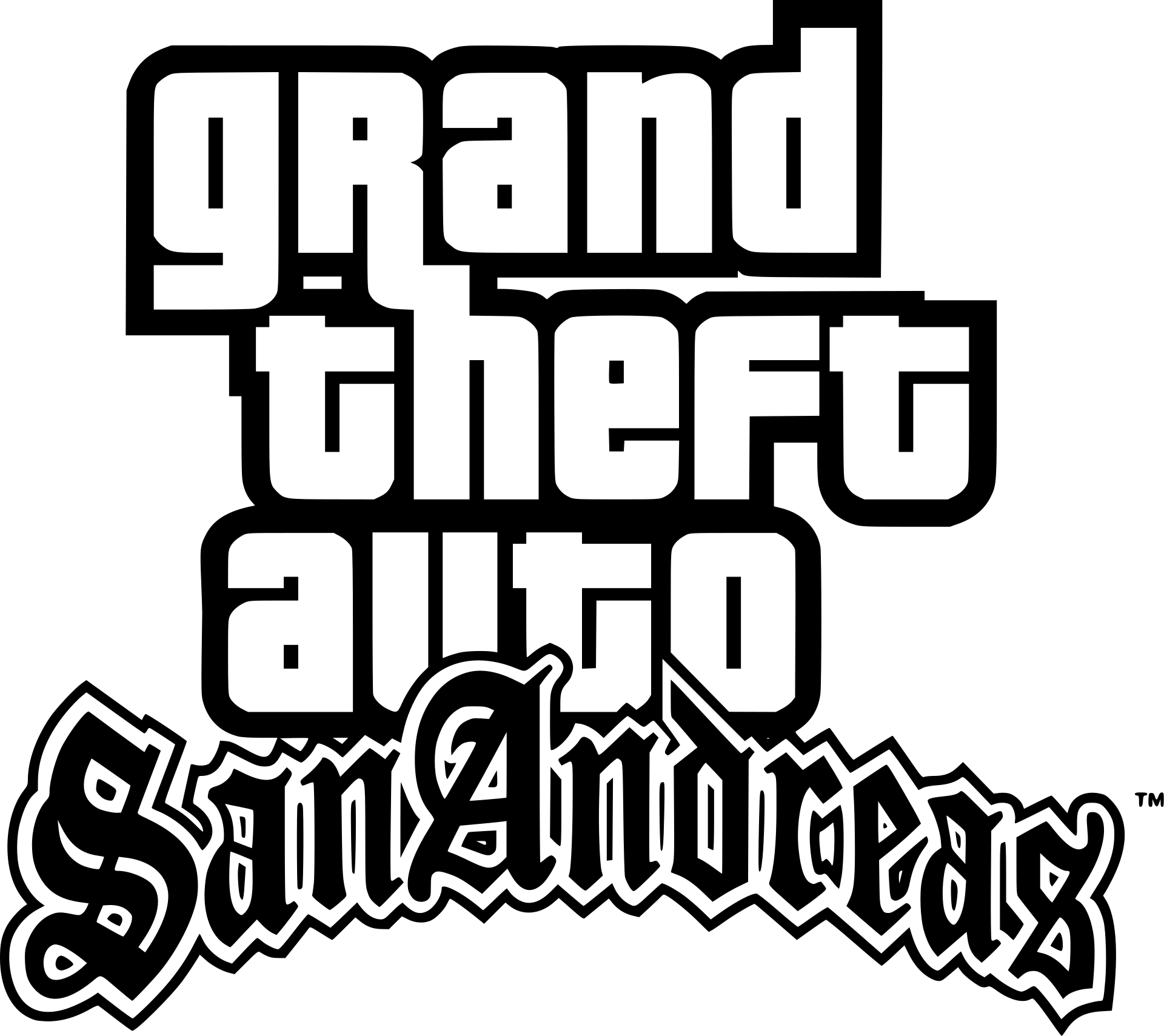 Grand Theft Auto: San Andreas logo on a transparent background